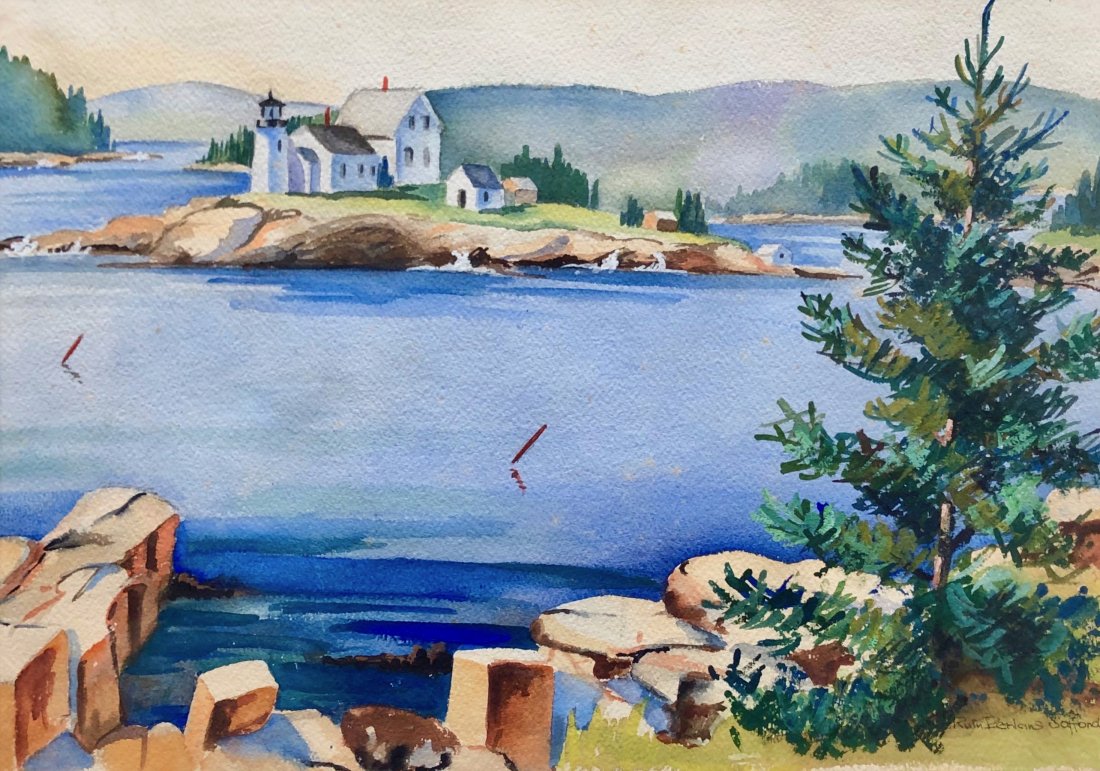 RUTH SAFFORD (1892-1979, Boston/Washington, DC): 21 1/2 x 14 1/2 in. (sight), 26 1/2 x 20 1/2 in. (framed). Watercolor on paper. The following information, submitted by Stephen W. Holbrook, was excerpted from an article titled "The Inside Story of R