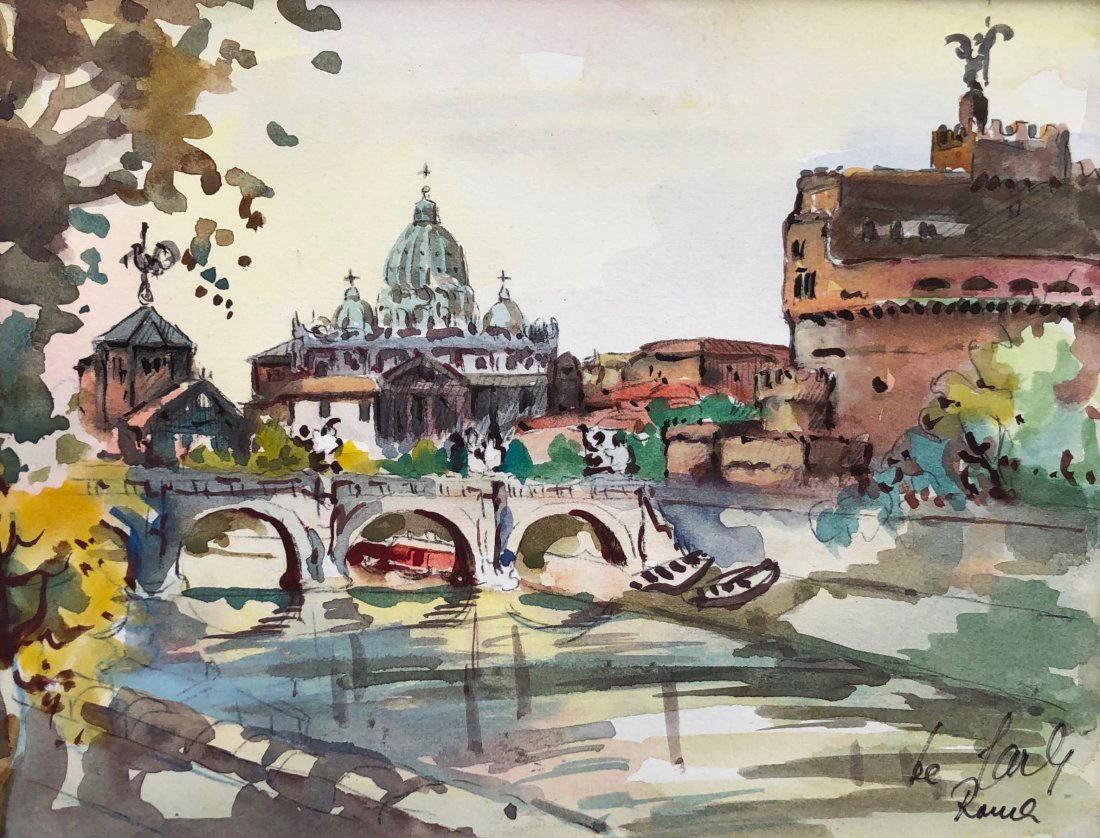 Impressionist Watercolor Of St. Peter's Basilica, Rome (1 of 3)