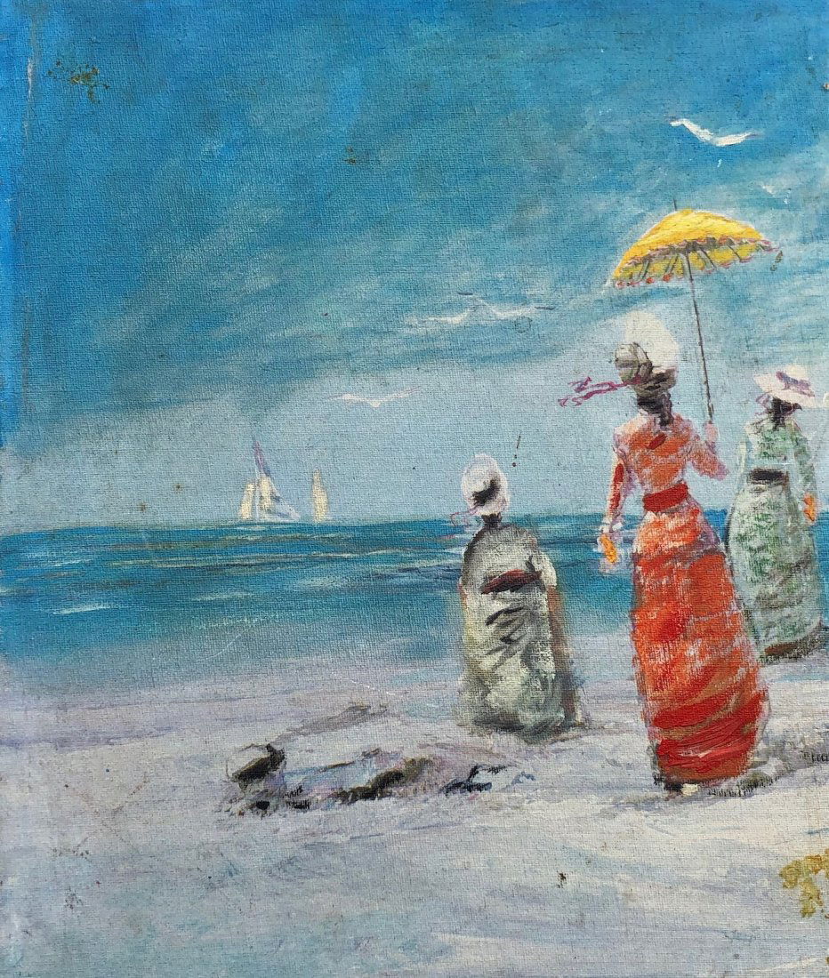 Early 20th Century Impressionist Beach Scene (1 of 2)