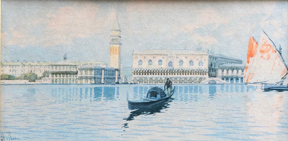 19th Century Signed Venice Canal Watercolor (1 of 3)