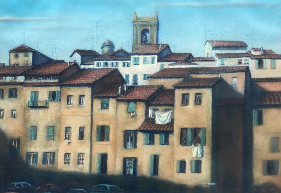 Mid-Century Italian Village Scene Signed (1 of 4)