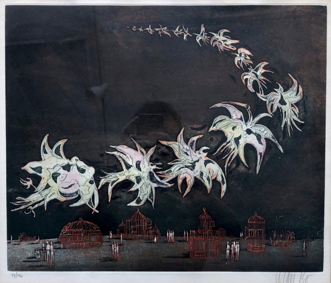 LARS BO (1924-1999 American) Modernist Aquatint Etching (1 of 6)