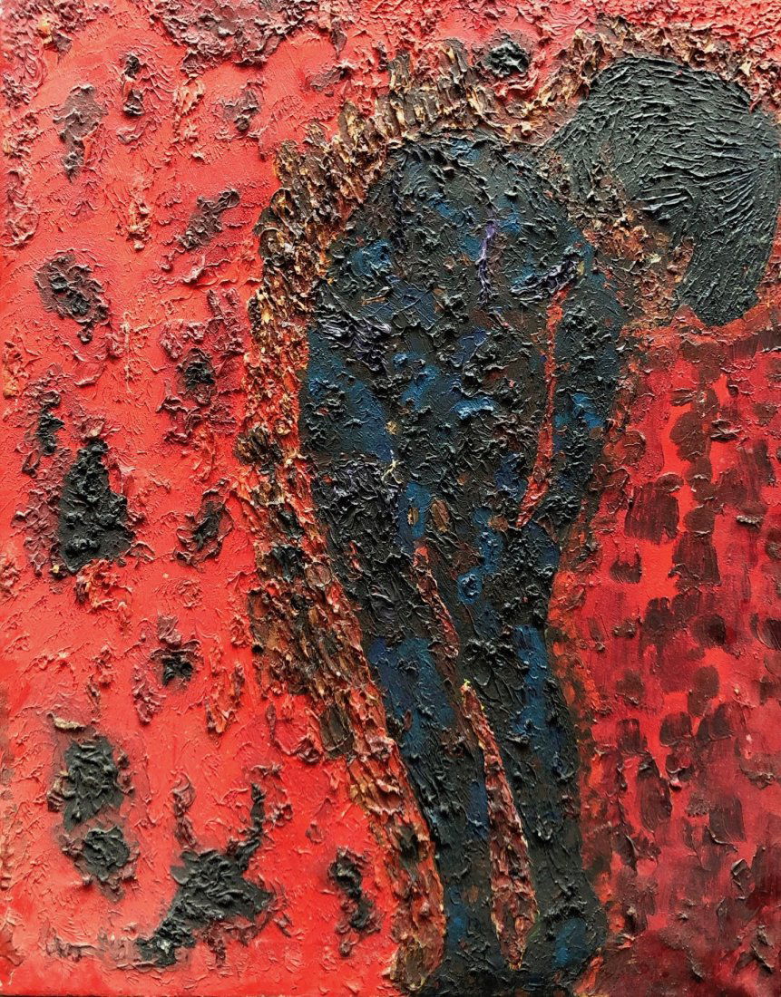 Modernist Figural Abstract Signed Verso (1 of 4)