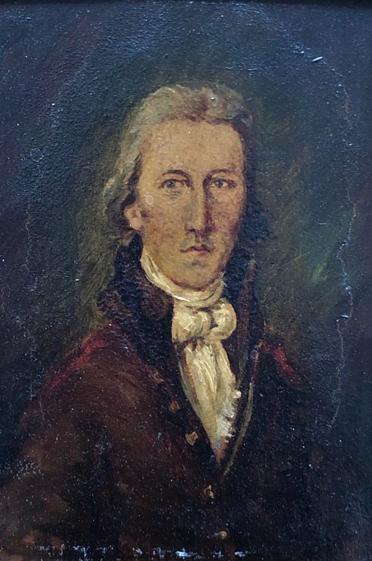 Henry Lee, Antique Portrait Oil On Wood (1 of 3)