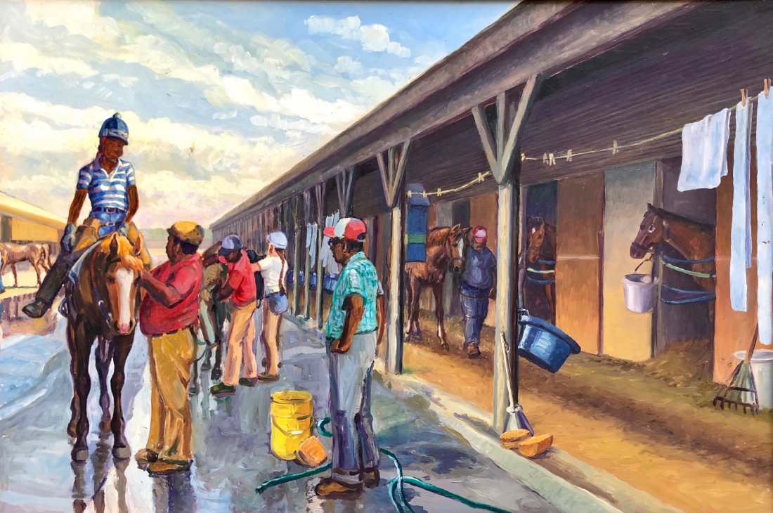 Horse Racing Jockey Post Race Stable Scene (1 of 5)