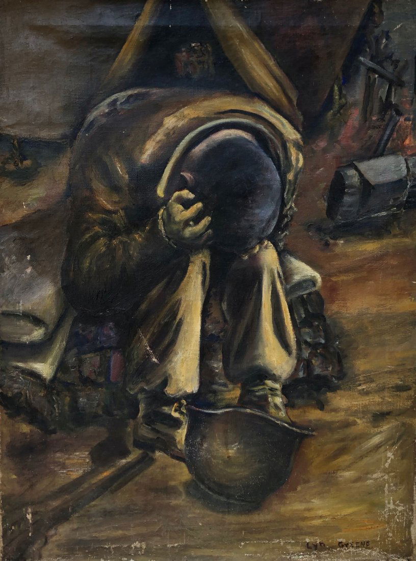 LYN GREENE (20th c, NY) "Homesick" Wartime Portrait (1 of 6)