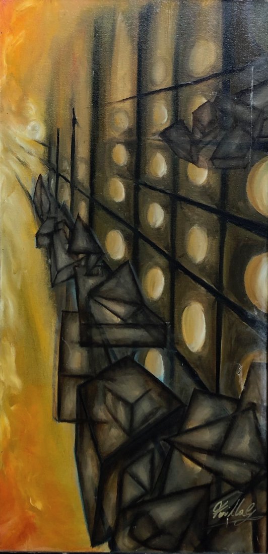 GIUSEPPE FAILLA (20th c, Italy) Modernist: Oil on canvas 24 x 12 in., 26 x 14 in. (framed)