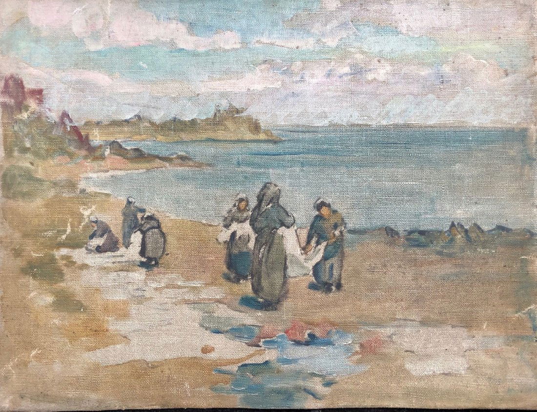 European Coastal Beach Scene With Figures Unsigned (1 of 3)