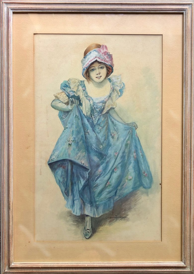 CLARENCE FLINBERG 1918 Watercolor Of A Woman (1 of 3)