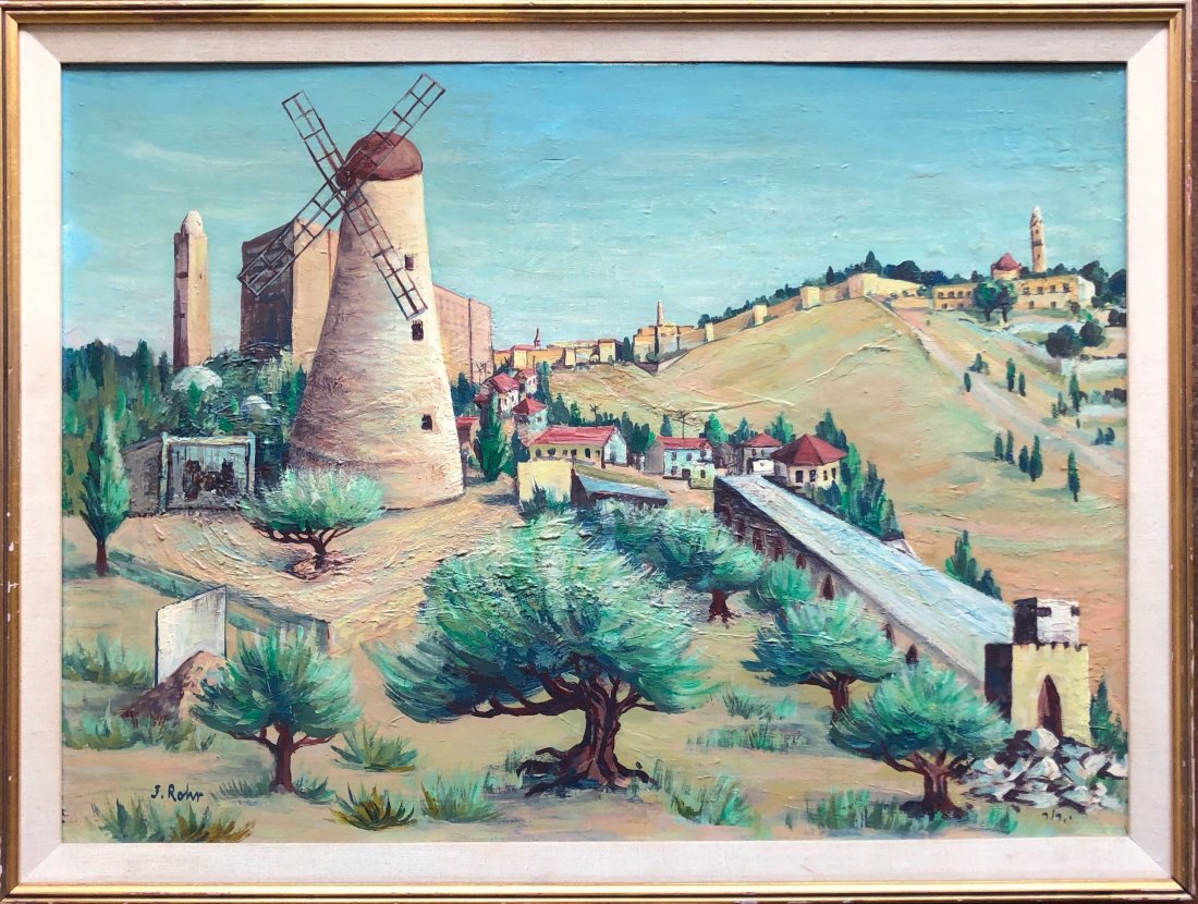 JOEL ROHR (20th c, Israeli American) Landscape: Oil on artist board 30 x 22 in., 33 x25 in. (framed). The following is a biography from joelrohr.com: Yoel (aka Joel) Rohr was born in Lwow, Poland, on September 13, 1912, and died in California in 19