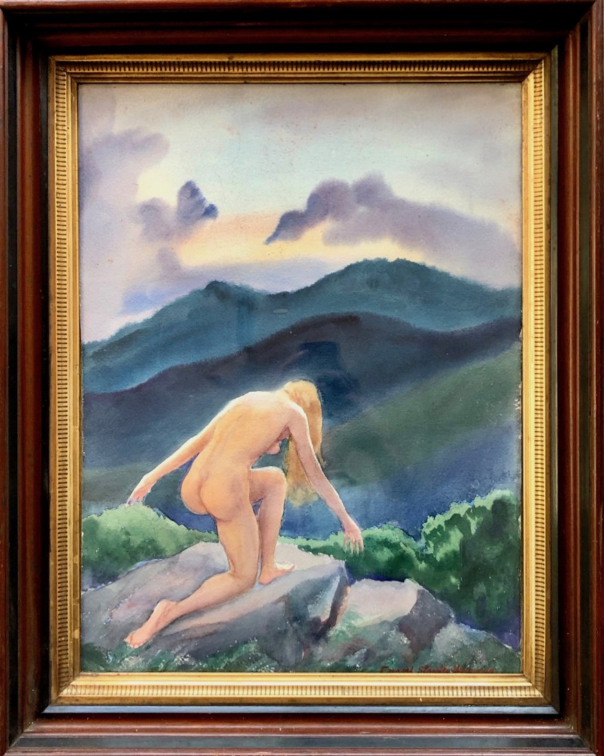 FRANK STANLEY HERRING (1894-1966, Georgia ) Nude: Watercolor on paper. 21 x 16 in., 25 1/2 x 20 1/2 in. (framed)