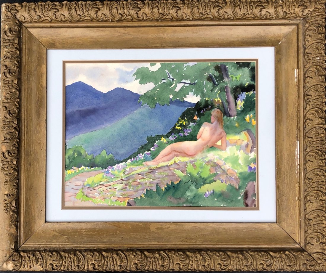 FRANK STANLEY HERRING (1894-1966, Georgia ) Nude: Watercolor on paper. 21 1/2 x 16 1/2 in., 29 1/2 x 24 1/2 in. (framed).