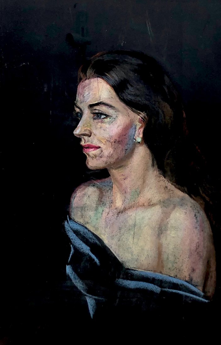 FRANK STANLEY HERRING (1894-1966, Georgia ) Portrait: Pastel on paper. 25 1/2 x 16 1/2 in., 33 1/2 x 24 1/2 in. (framed)