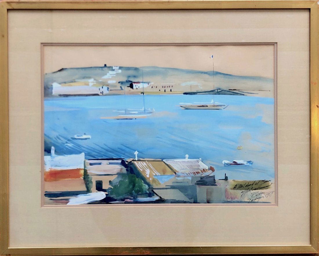 Mid-Century Signed Impressionist French Riviera Scene (1 of 4)