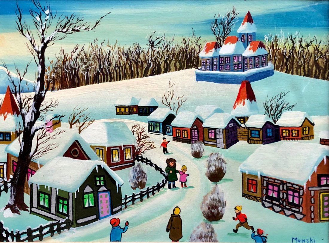 Naive Russian Winter Scene Signed Menski (1 of 4)