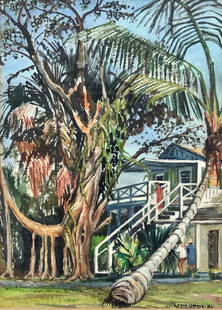 LYDIA ORME (-1963, MA, New York) Florida Scene: Watercolor on paper 20 x 14 in. (sight), 26 x 20 1/2 in. (framed)