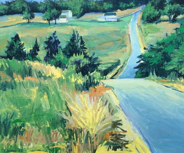 NINA JEROME (b. 1950, Maine) Falls Road Orland: Impressionist oil on canvas. "Falls Road, Orland #16", 1982, 20" x 24", 29" x 33" (framed).