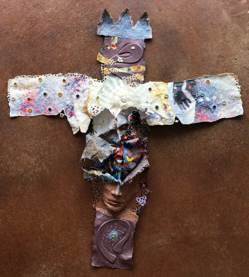 EDGAR SORRELLS-ADWALE (b. 1936, Philadelphia) Sculpture: Mixed media paper sculpture. 37 x 40 in. From askart.com: A native of Philadelphia, Edgar Sorrells-Adewale, received his BS at Morgan State University in Baltimore and a MFA at Pennsylvania State Univ