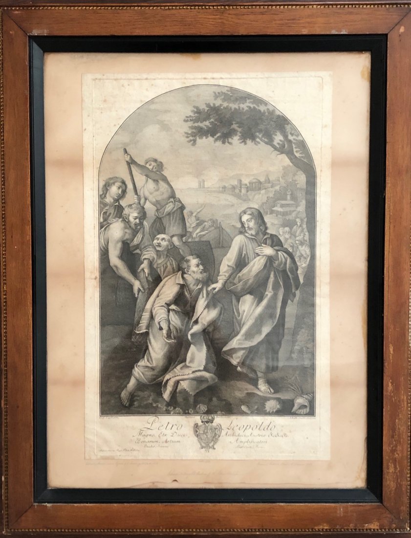 S. Pietro Apostolo Passeggiante Sul Mare, Cigoli: 18th century old master engraving. 23 3/4 x 14 1/4 in. (plate), 33 x 26 in. (framed).After Lodovico Cigoli (1559 - 1613).