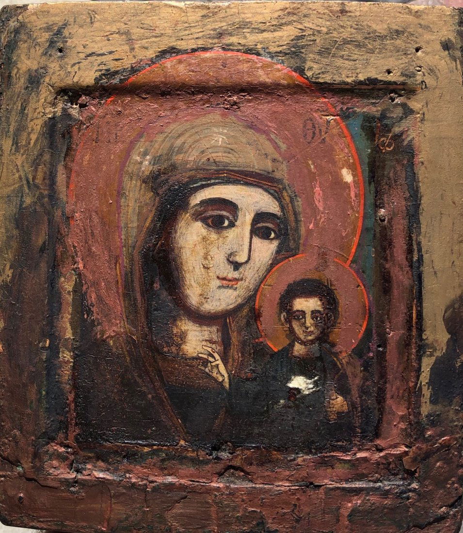 Early Byzantine Russian Icon, Madonna & Child (1 of 3)