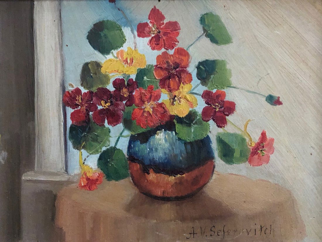 (2) A.F. STEFERNVITCH Early 20th C Floral Sill Lifes (1 of 8)