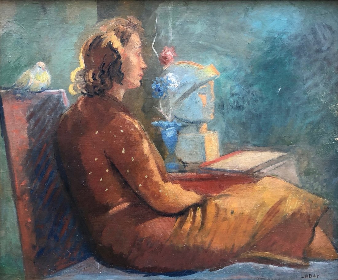 FERNAND LABAT (1889-1959, France) Modernist Portrait: Oil on canvas 29 x 24 in., 32 x 27 in. (framed)