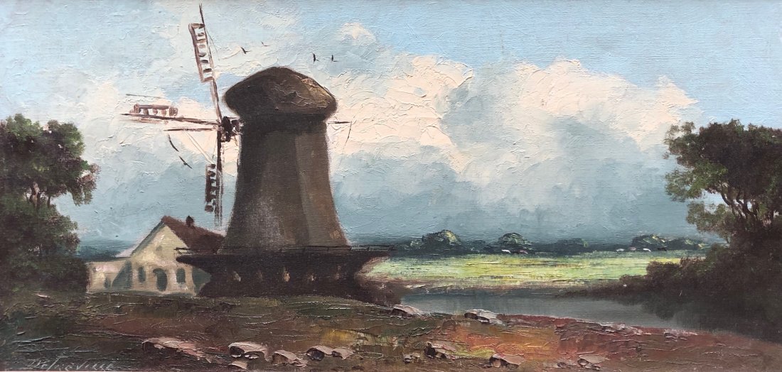 RICHARD DeTREVILLE (1864-1929 California) Impressionist: Oil canvas 19 3/4 x 9 3/4 in., 20 1/2 x 10 1/2 in. (framed). Richard De Treville (1864-1929) was born in Beaufort, South Carolina on November 17, 1864. In 1892, he moved to California and settled in S