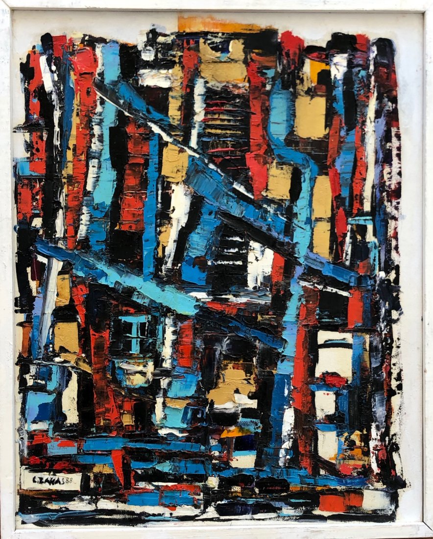 CATHERINE ZAKAS (b. 1936, Greece) Abstract: Oil on canvas 20 x 16 in.