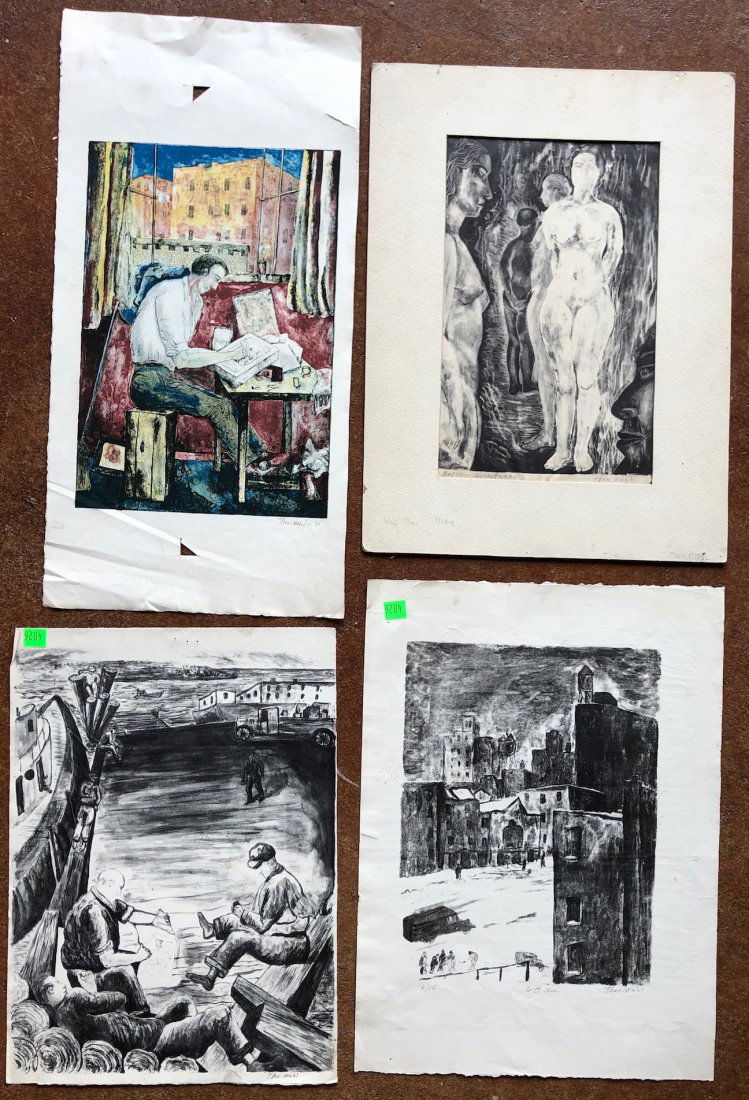 (4) THEODORE WAHL (1903-1990, NJ) WPA Lithographs (1 of 5)
