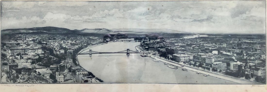European Etching, Illegible Signature: 24 1/4 x 7 3/4 in. (plate), 30 1/2 x 14 1/2 in. (framed)