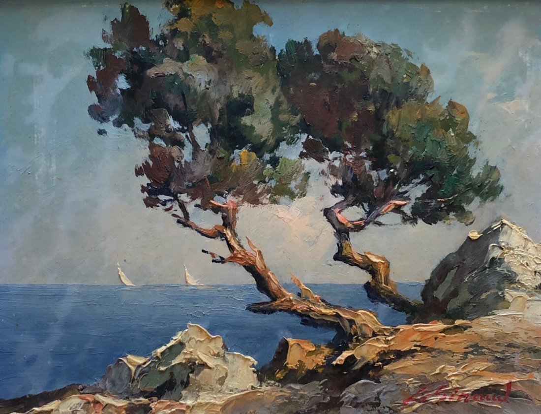 LUC GIRAUD (1889-1960, French) Impressionist: Mediterranean landscape. Oil on board 14 x 11 in., 17 x 13 3/4 in. in. (framed)