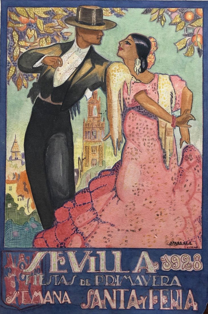 Sevilla 1928 Seville Festival Flamenco Illustration (1 of 4)