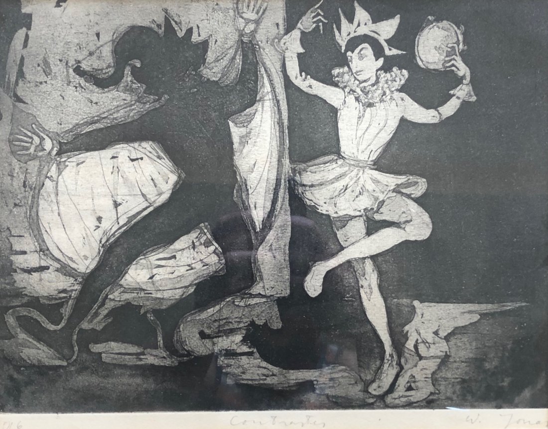 WALTER HERMANN JONAS (1910-1979, Switzerland) Etching: Pencil signed. 11 3/4 x 9 1/4 in. (sight), 16 1/4 x 13 3/4 in. (framed).