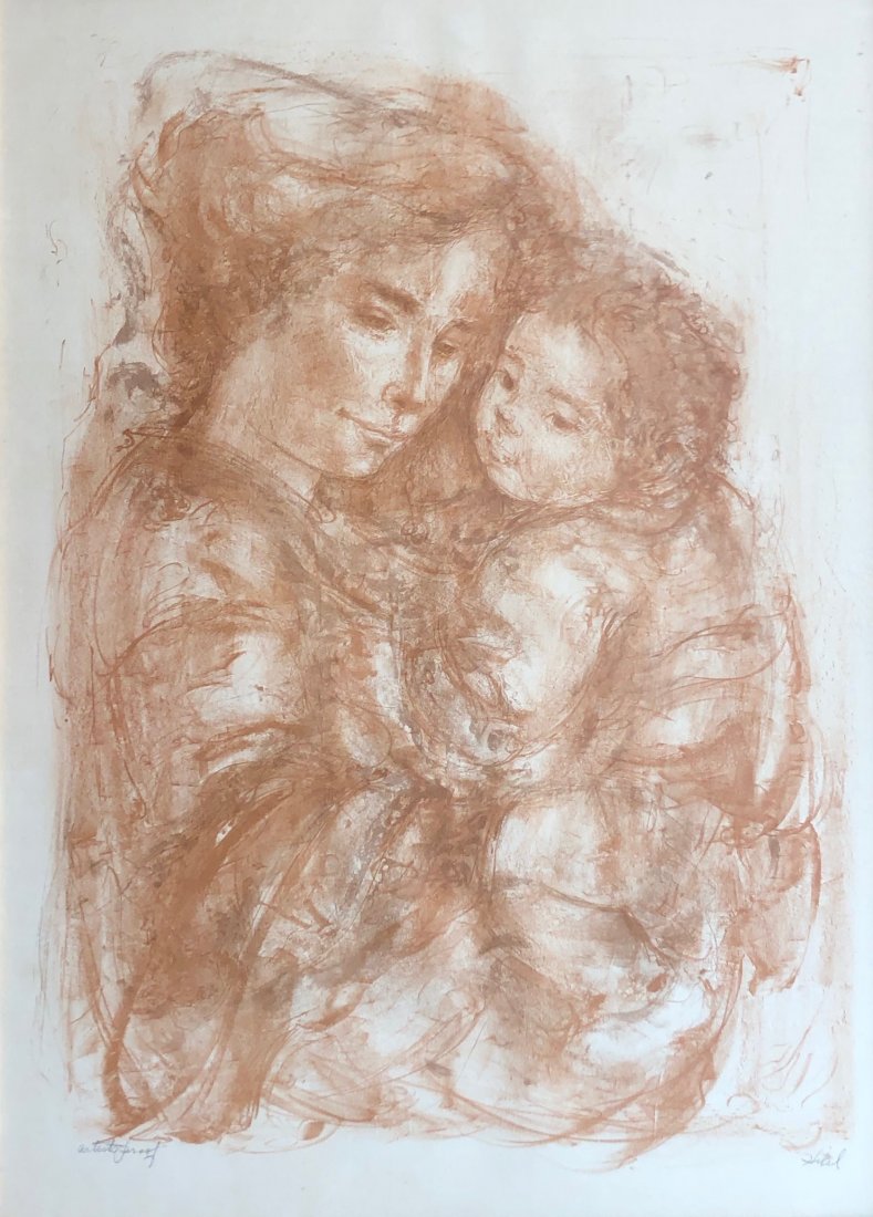 EDNA HIBEL (1917-2015 American) Artist Proof Lithograph: Pencil signed 29 1/2 x 21 1/2 in. (sight), 38 1/2 x 21 1/2 in. (framed). From askart.com: Edna Hibel, a painter of sentimental pictures of children, has had a more than 60-year career as painter and l