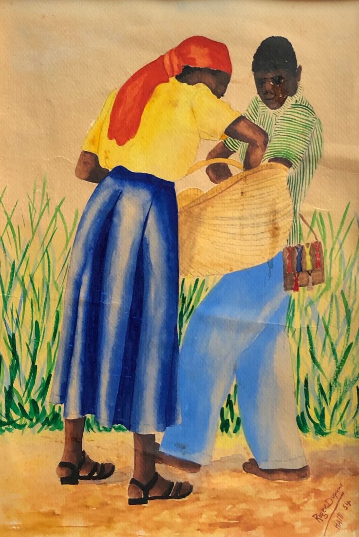ROGER DUPOUX (20th c, Haiti) Street Scene (1 of 2)