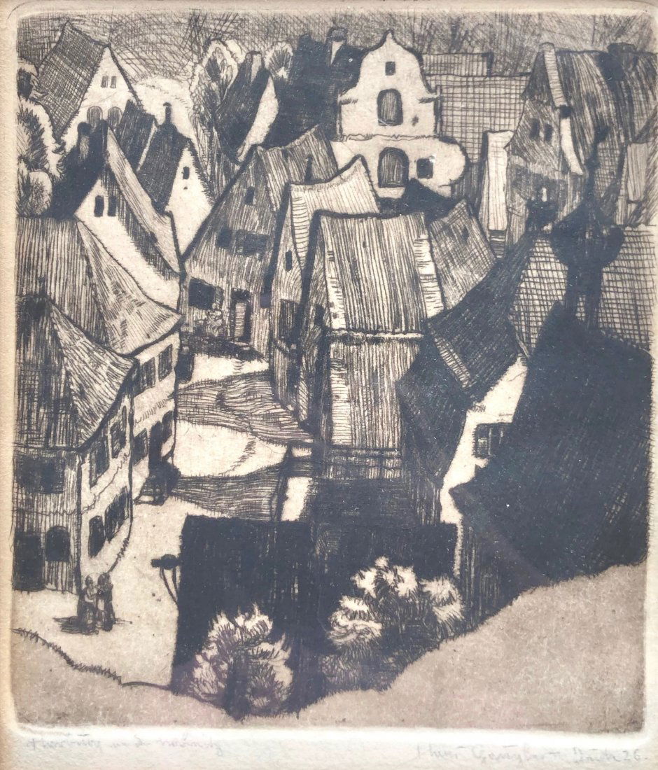 German Expressionist Etching, Illegible Signature 1926 (1 of 5)