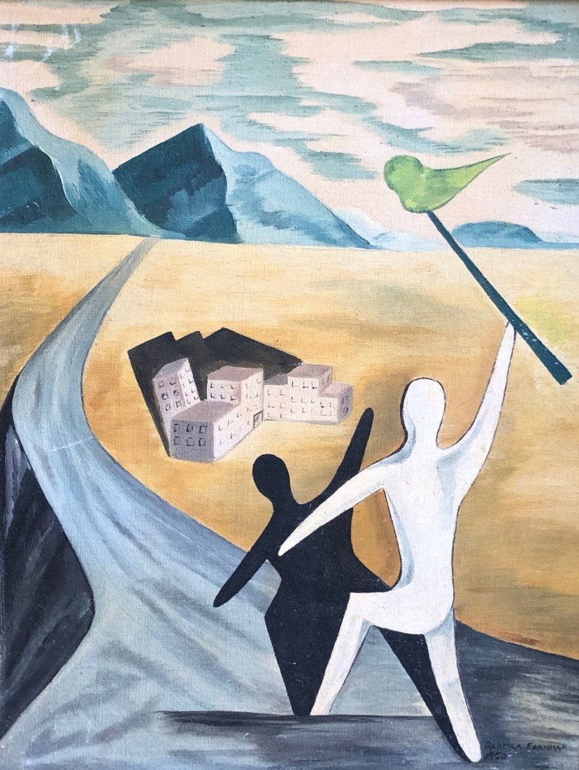 Mid-Century Surrealist Figure In Landscape, Signed (1 of 4)