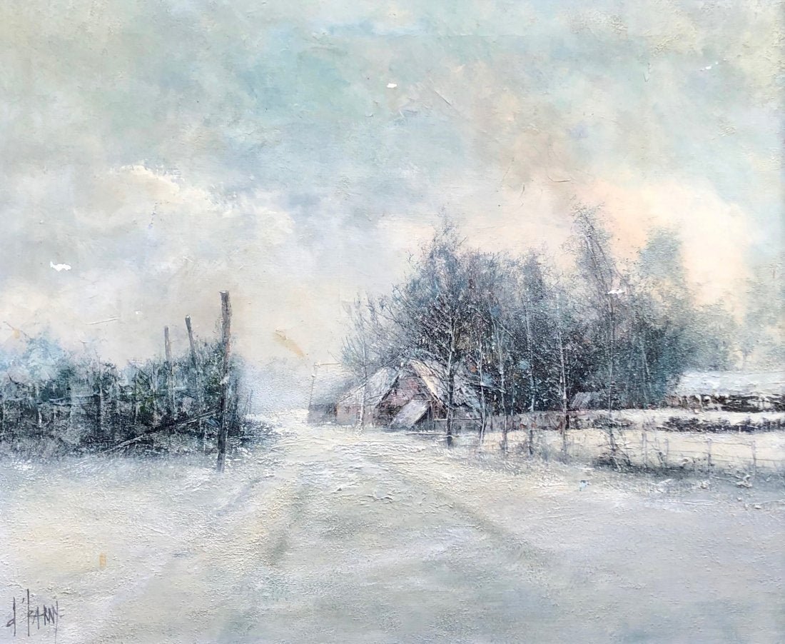 FRANCOIS IZARNY (b. 1952, France) Winter Landscape: French Impressionist. Oil on canvas 28 1/2 x 23 1/2 in., 32 x 27 in. (framed). Francis of Izarny was a French painter born in 1952. The work of Francis of Izarny shows the creative force of his work, 