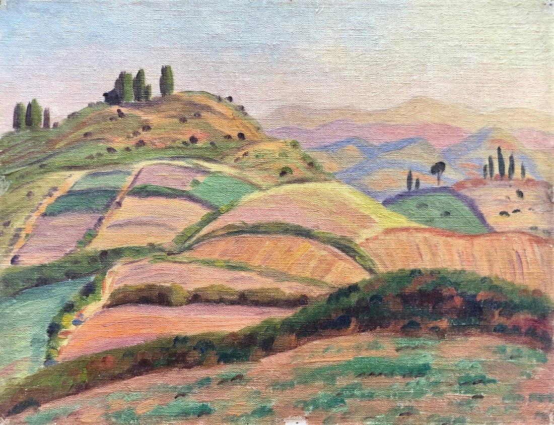Impressionist Landscape Of Rolling Hills, Unsigned (1 of 4)