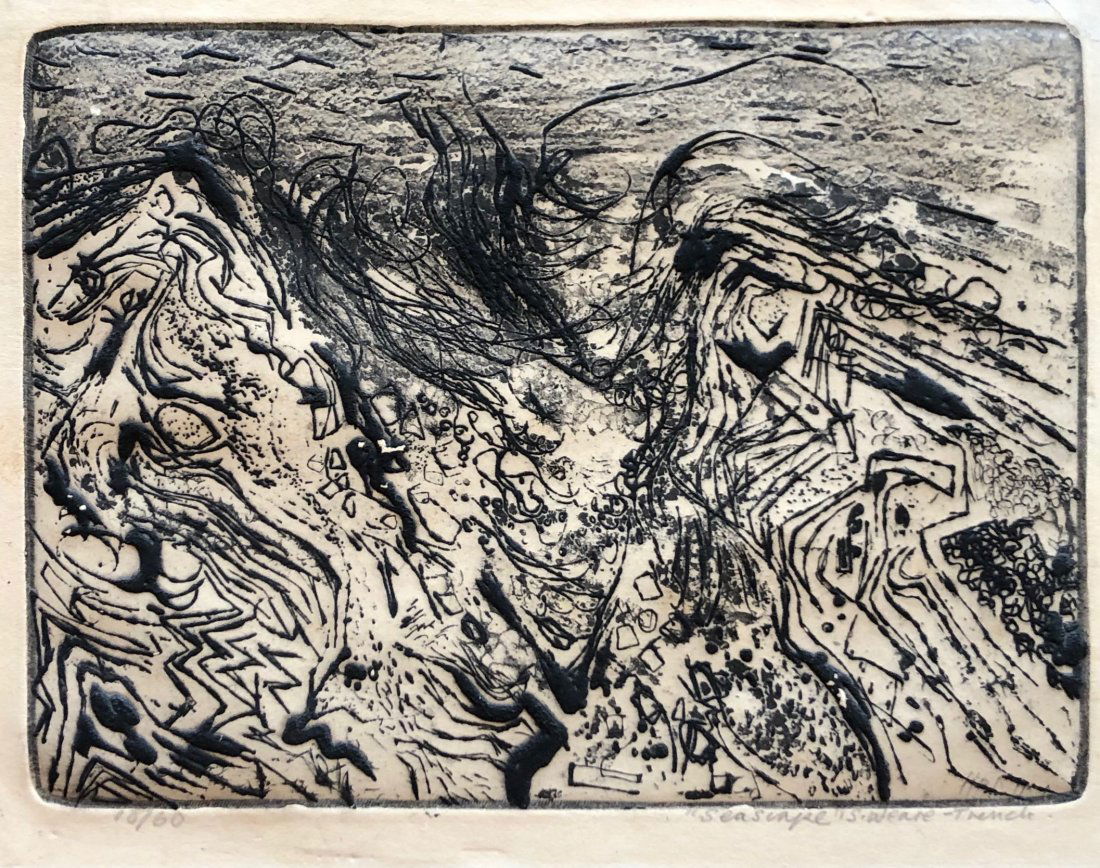 Modernist Etching, Illegible Signature, Signed (1 of 3)