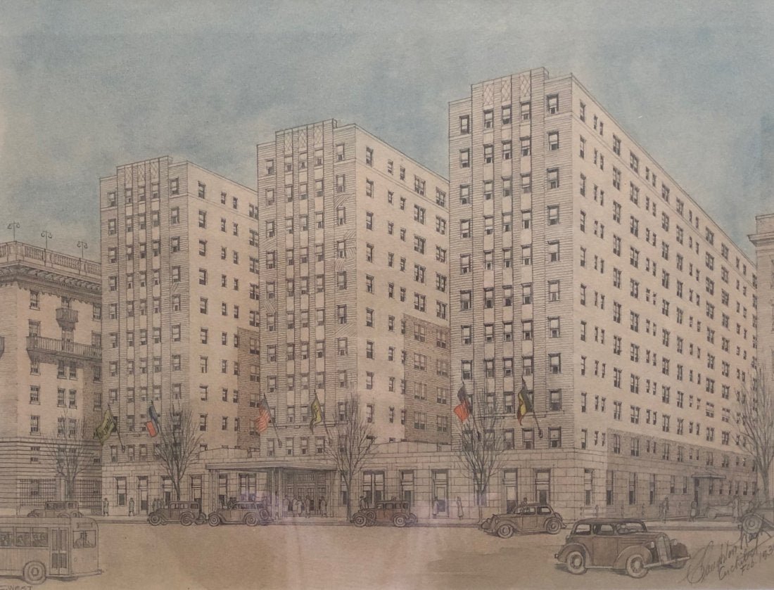 WPA Architectural Drawing, Los Angeles California: 15 1/2 x 12 in. (sight), 22 x 19 in. (framed)