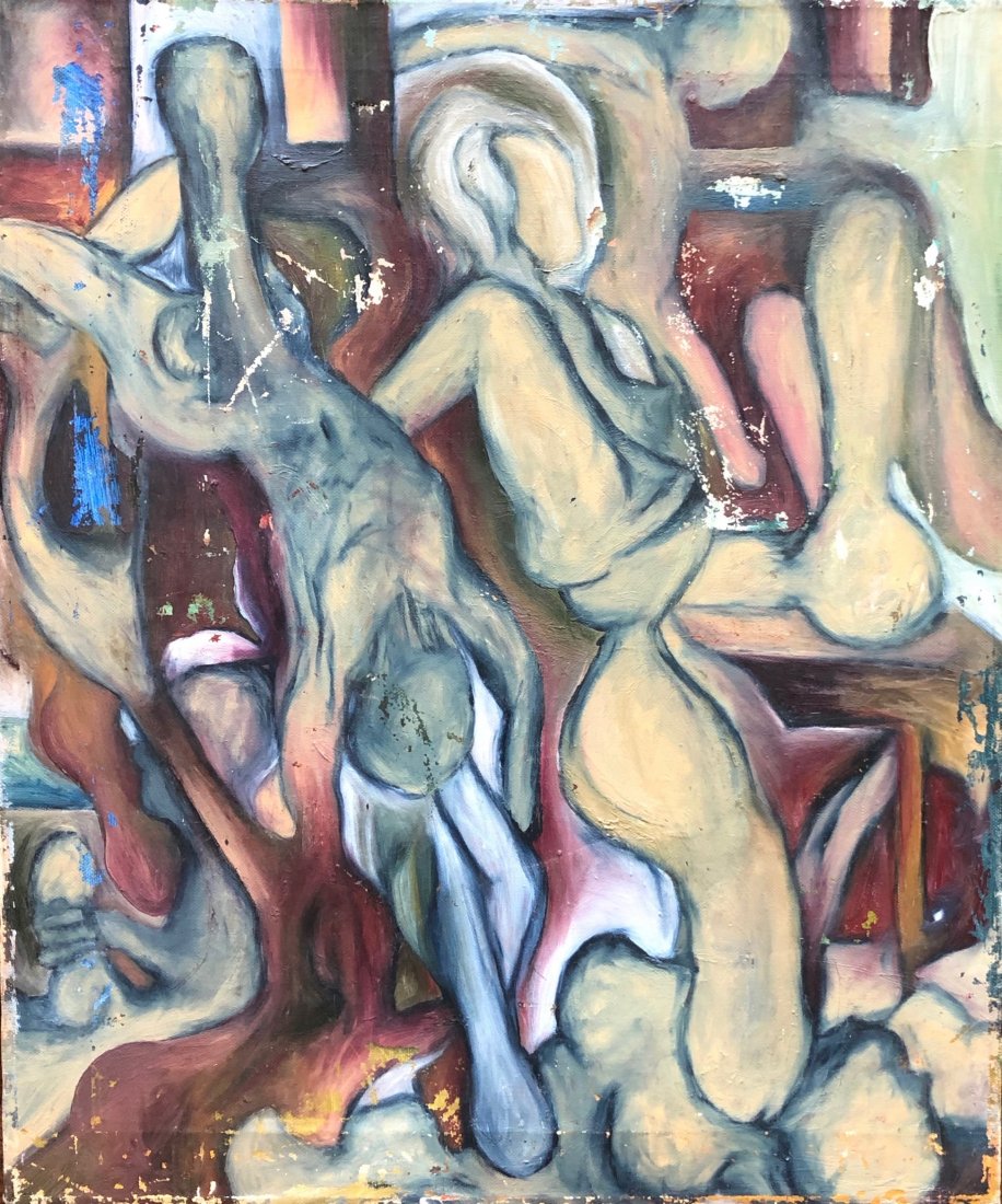 Mid-Century Modern Figural Abstract, Unknown Artist (1 of 4)