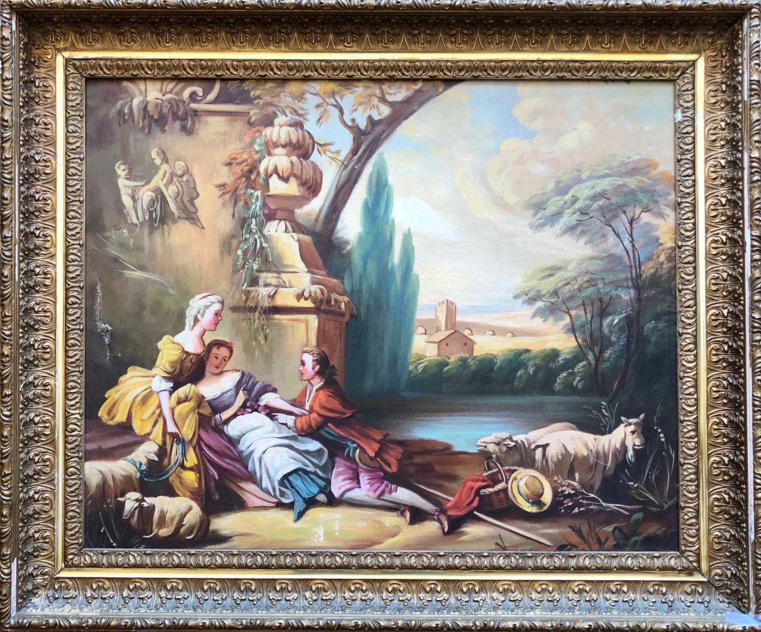 European Courting Scene, Great Heavy Antique Frame (1 of 4)