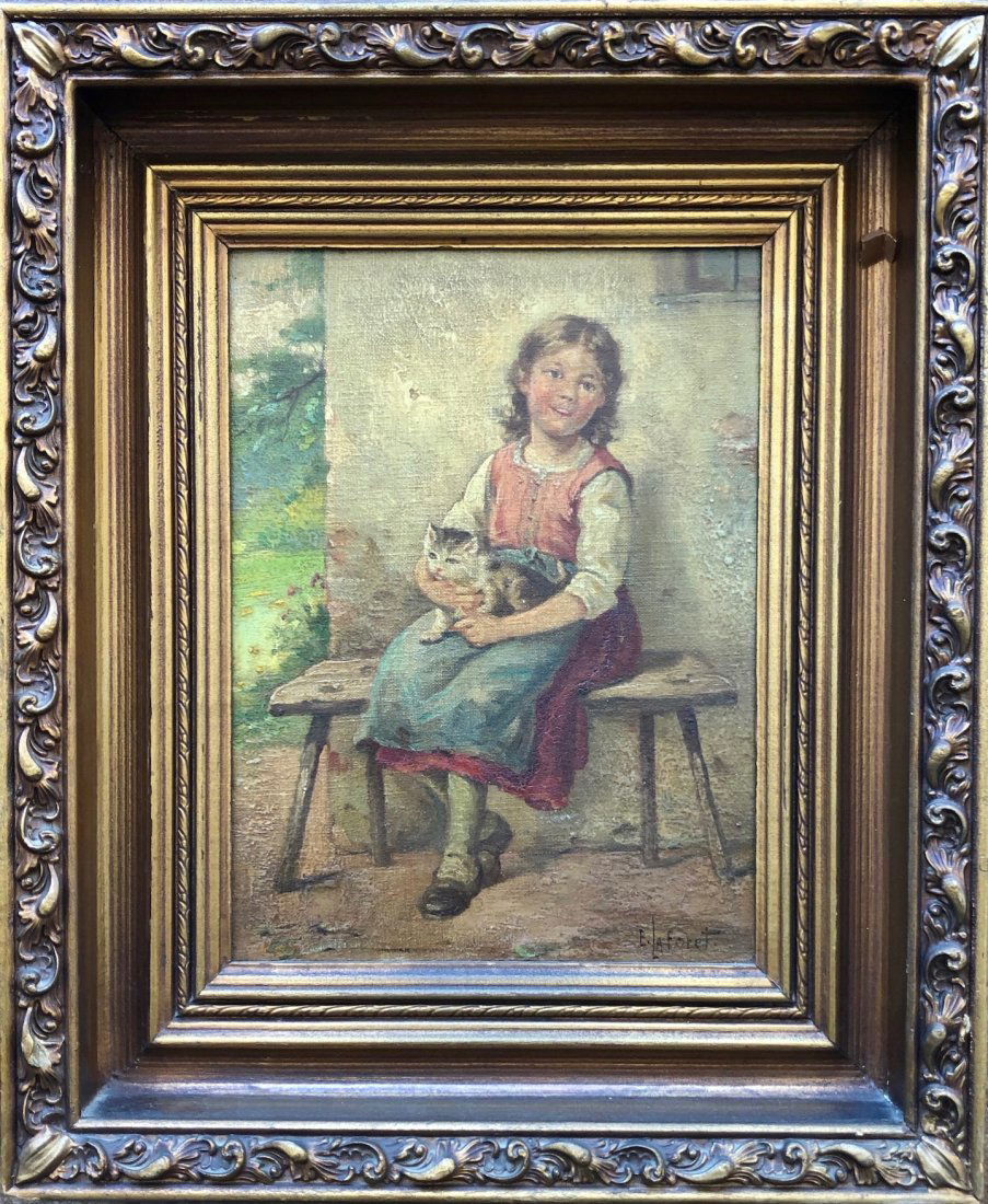 EUGENE LA FORET (1884-1955, New York) Girl & Kitten (1 of 5)