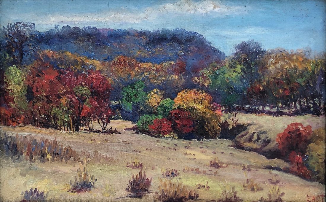 BENIOT EAST (b. 1915, Canada) Impressionist Landscape: Oil on canvas, 19 1/2 x 12 1/2 in., 22 3/4 x 15 3/4 in. (framed).