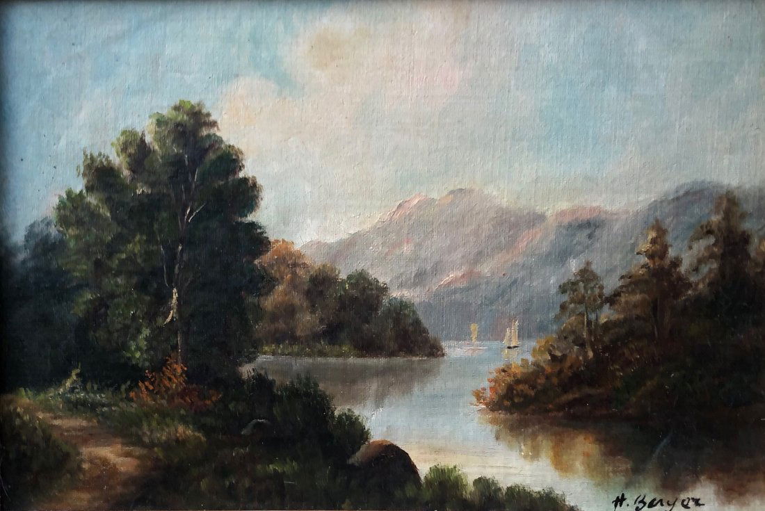 HEINRICH BERGER (b. 1898, Germany) Landscape: Impressionist landscape 10 x 7 in., 12 1/2 x 9 1/2 in. (framed). Munich artist. Old Munich School artist.