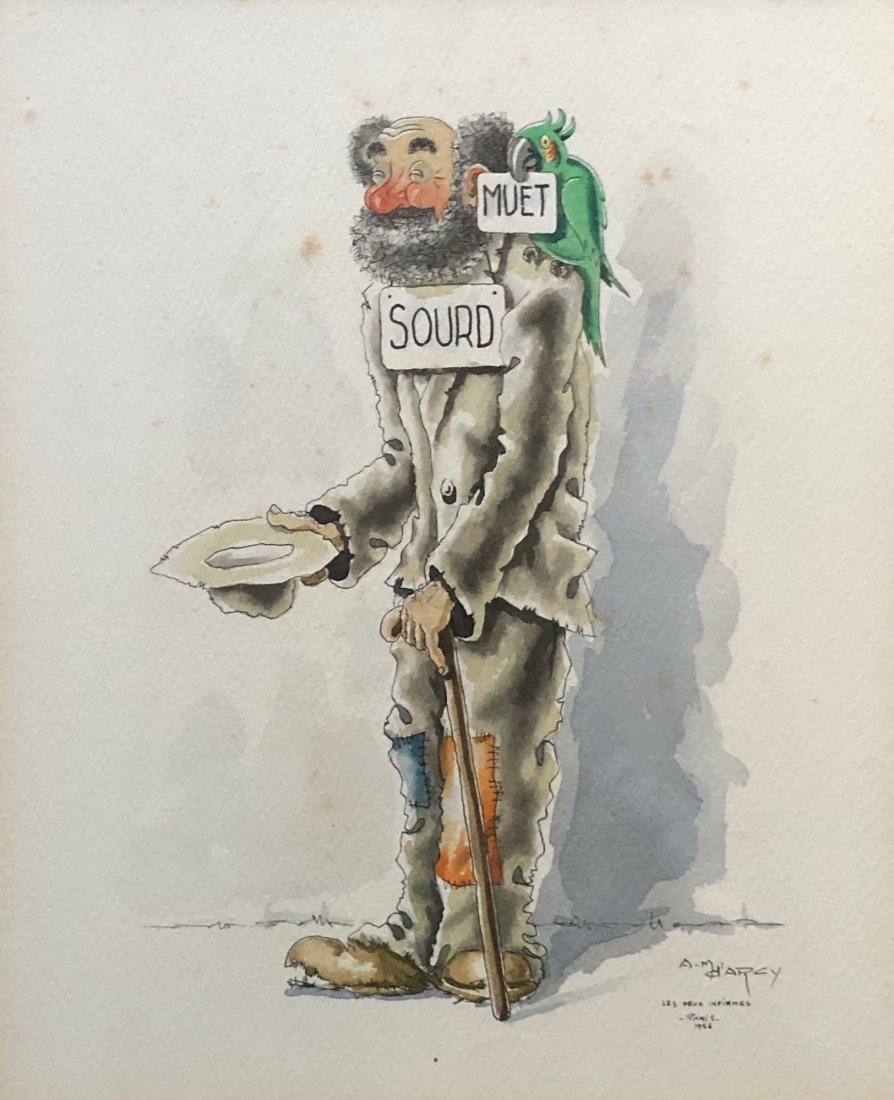 ANDRE-MARIE d'ARCY (20th c, French) Les Deux Infirmes (1 of 4)