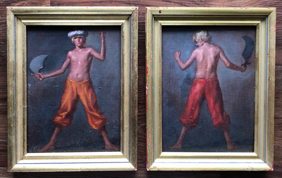 P. RICHARD EICHMAN. (1941-2001 Maryland) Portraits: Portraits of a young boy. Oil on masonite 8 x 6 in., 9 1/2 x 7 1/2 in. (framed)