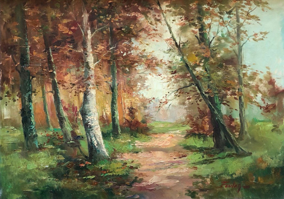 20th c Impressionist Landscape, Illegible Signature (1 of 4)