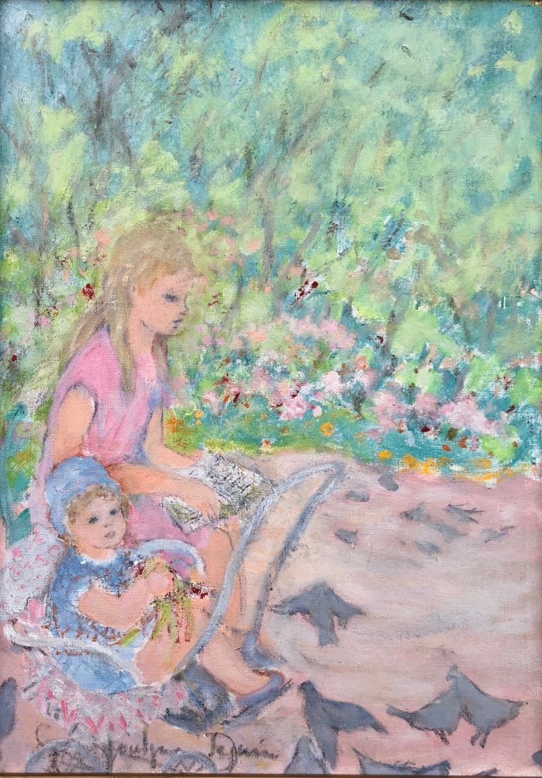 JOCELYNE SEGUIN (1921-1999, French) Le Jardin: French impressionist. Oil on canvas. 21 x 16 in. (framed), 18 x13 in. (canvas)